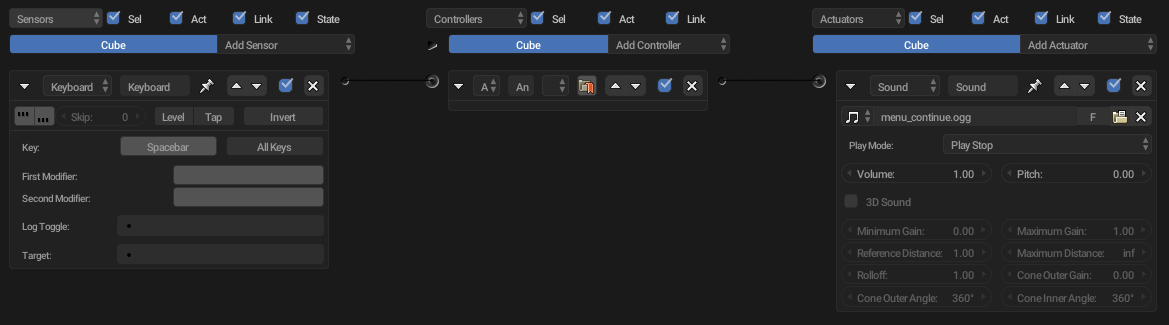 Example of logic bricks setting